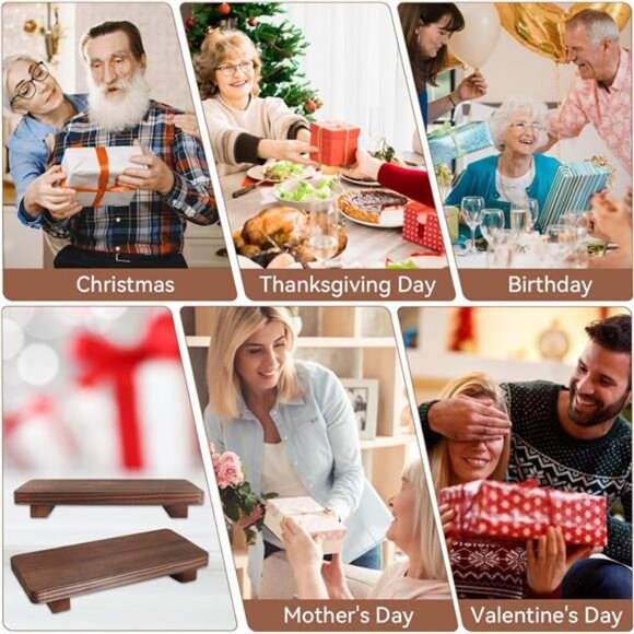 Wood Soap Tray Set Rustic Wooden Riser Decor Display Bathroom Kitchen Counter - Picture 7 of 8